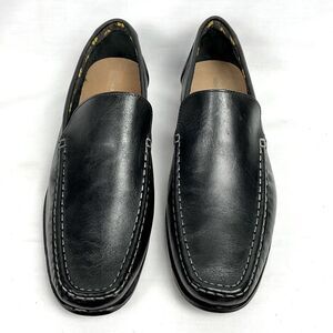 Donald Pliner Reuben Black Loafer Leather Slip-On Sz 11 New Moc Toe Shoes